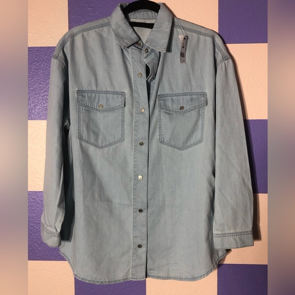 NWT Mavi Oversized Fit Denim Livia Shirt - Size S - Picture 1 of 3